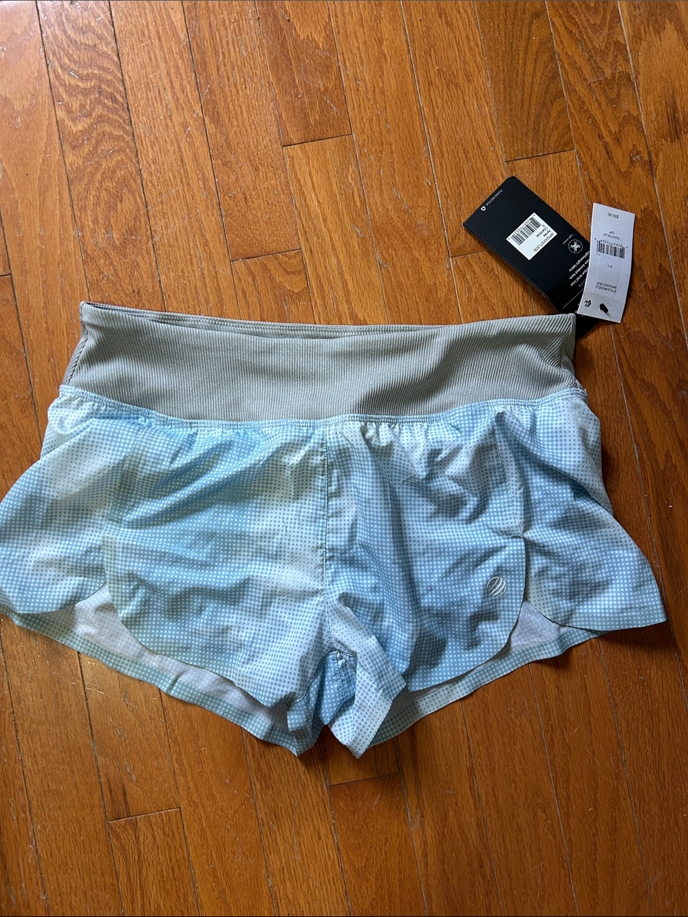 New MPG Light Blue Performance Shorts with Gray Wide Waistband
